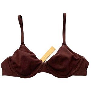 SKIMS Cotton Jersey T-Shirt Underwire Bra Chocolate 32A